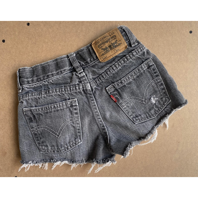 vintage levi's black wash upcycled denim cut-offs | size 7/8T