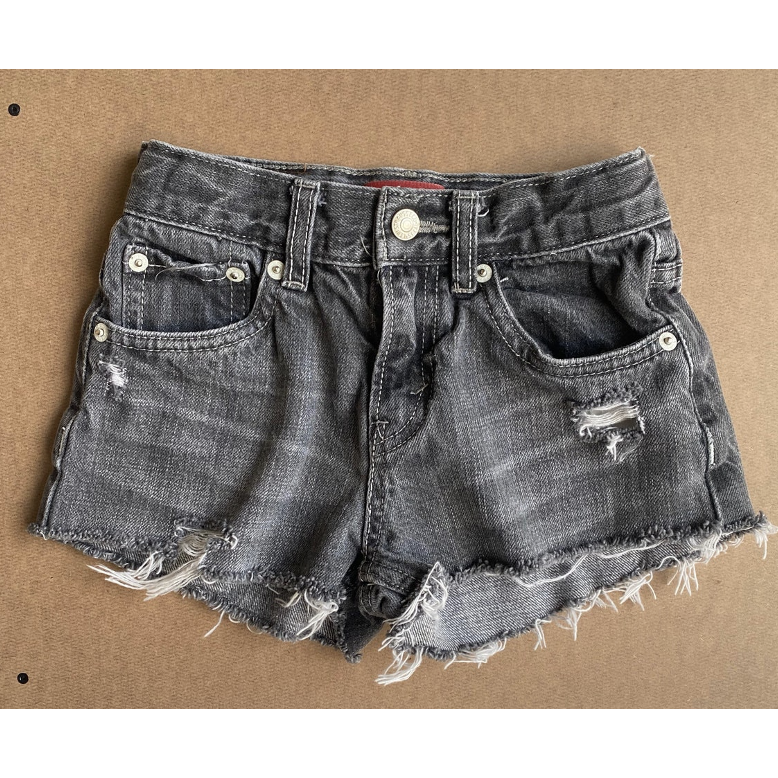 vintage levi's black wash upcycled denim cut-offs | size 7/8T