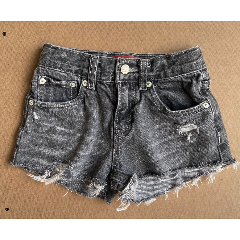 vintage levi's black wash upcycled denim cut-offs | size 7/8T