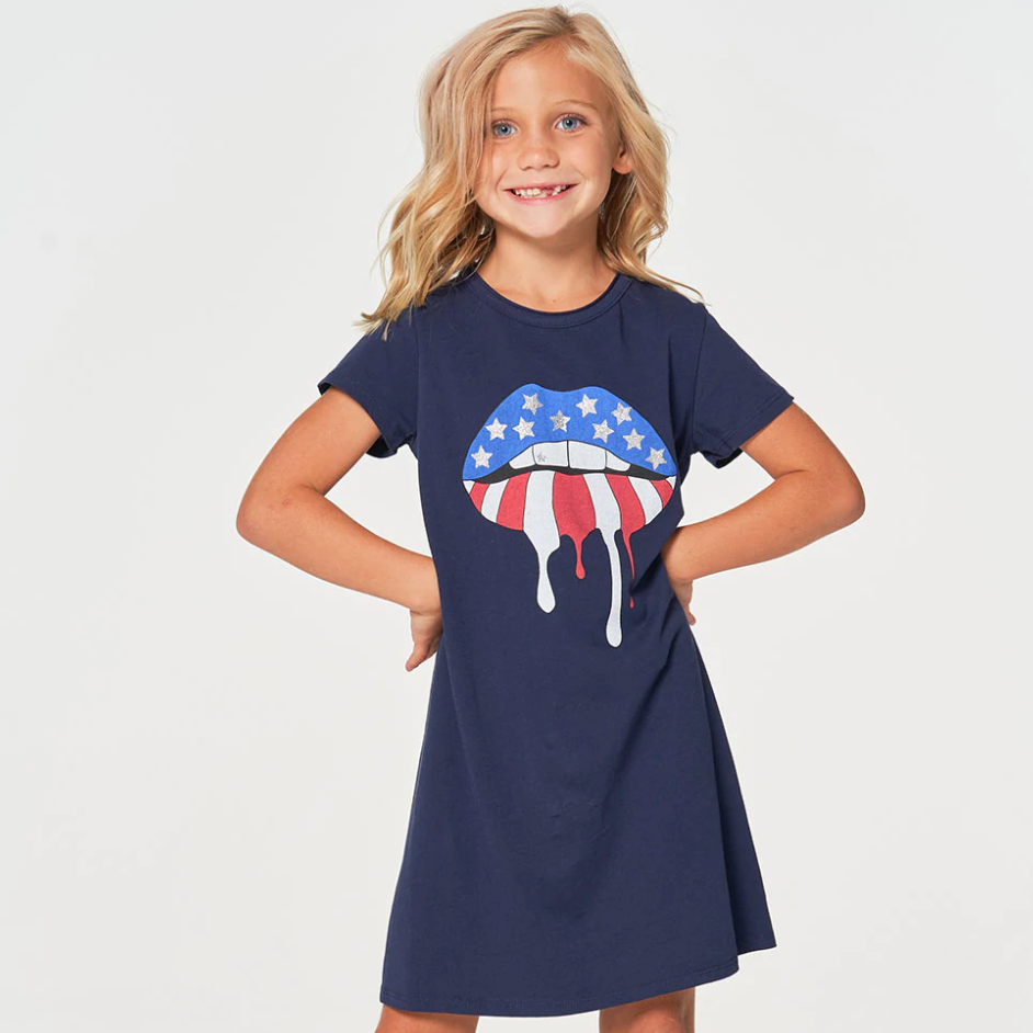 patriot lips shirt dress