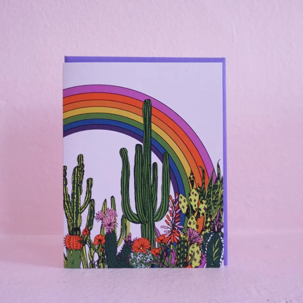 rainbow cactus card