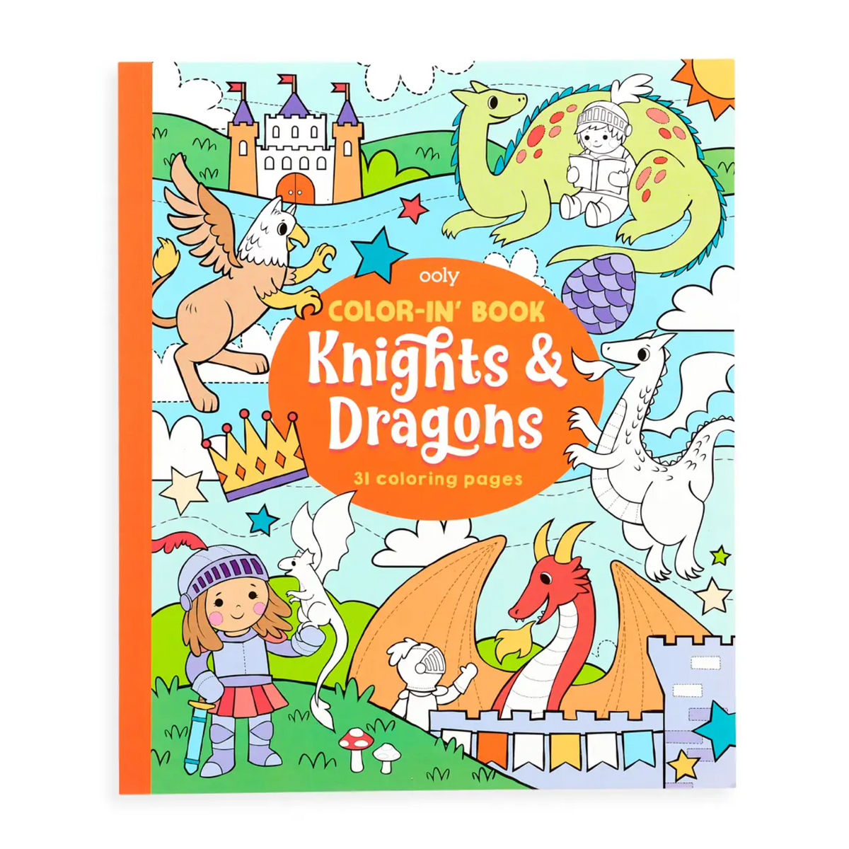 color-in book: knights &amp; dragons
