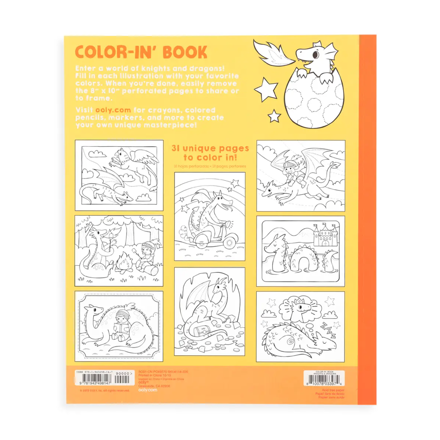 color-in book: knights & dragons