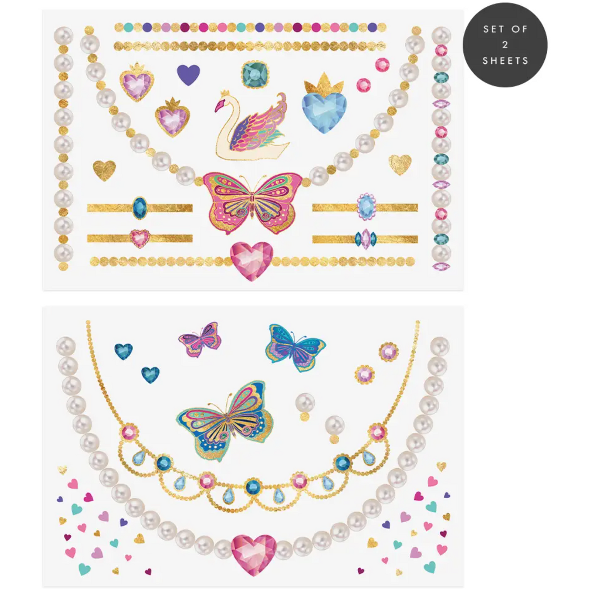 princess jewelry temporary tattoo pack