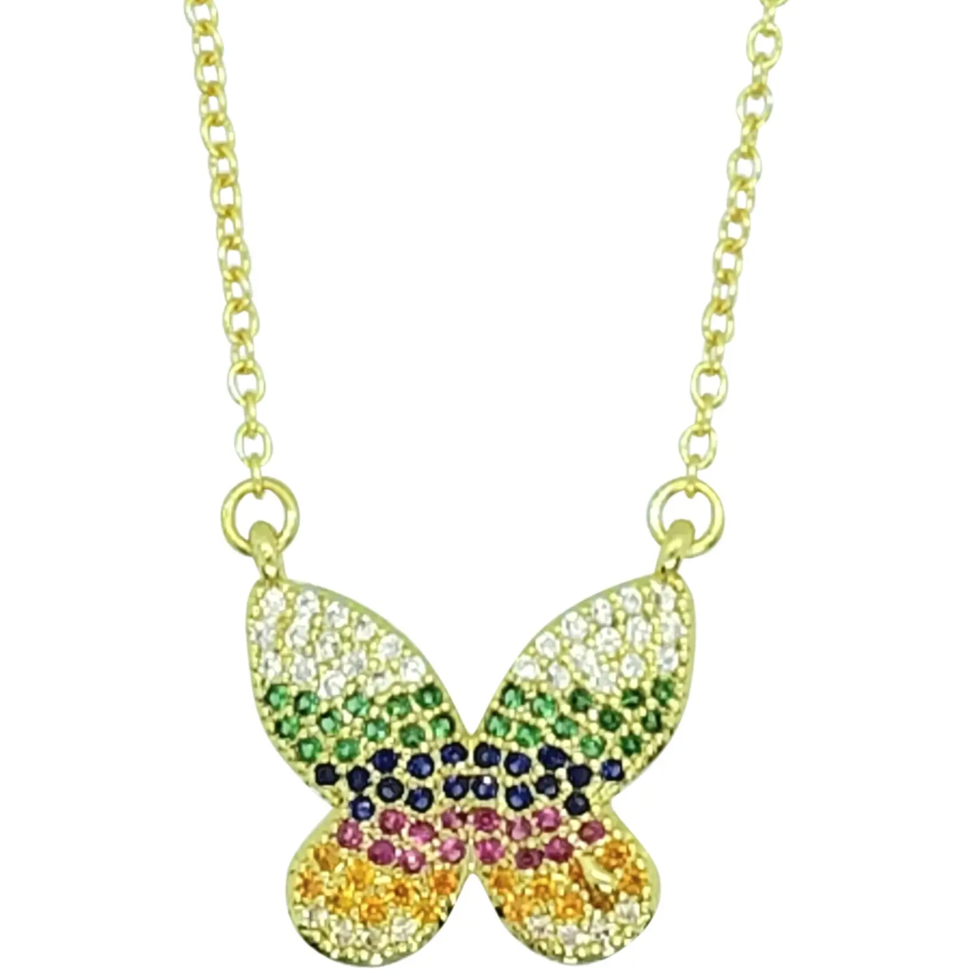 pave rhinestone butterfly necklace