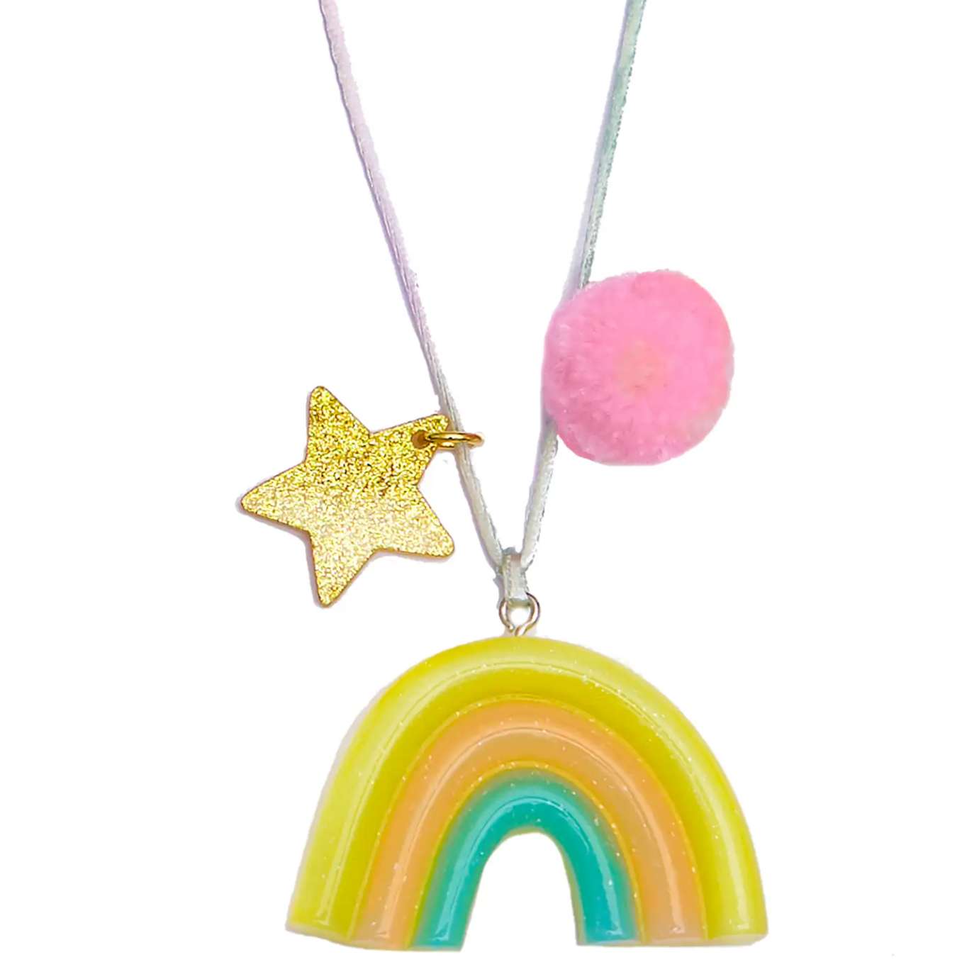 pom pom sunshine rainbow necklace