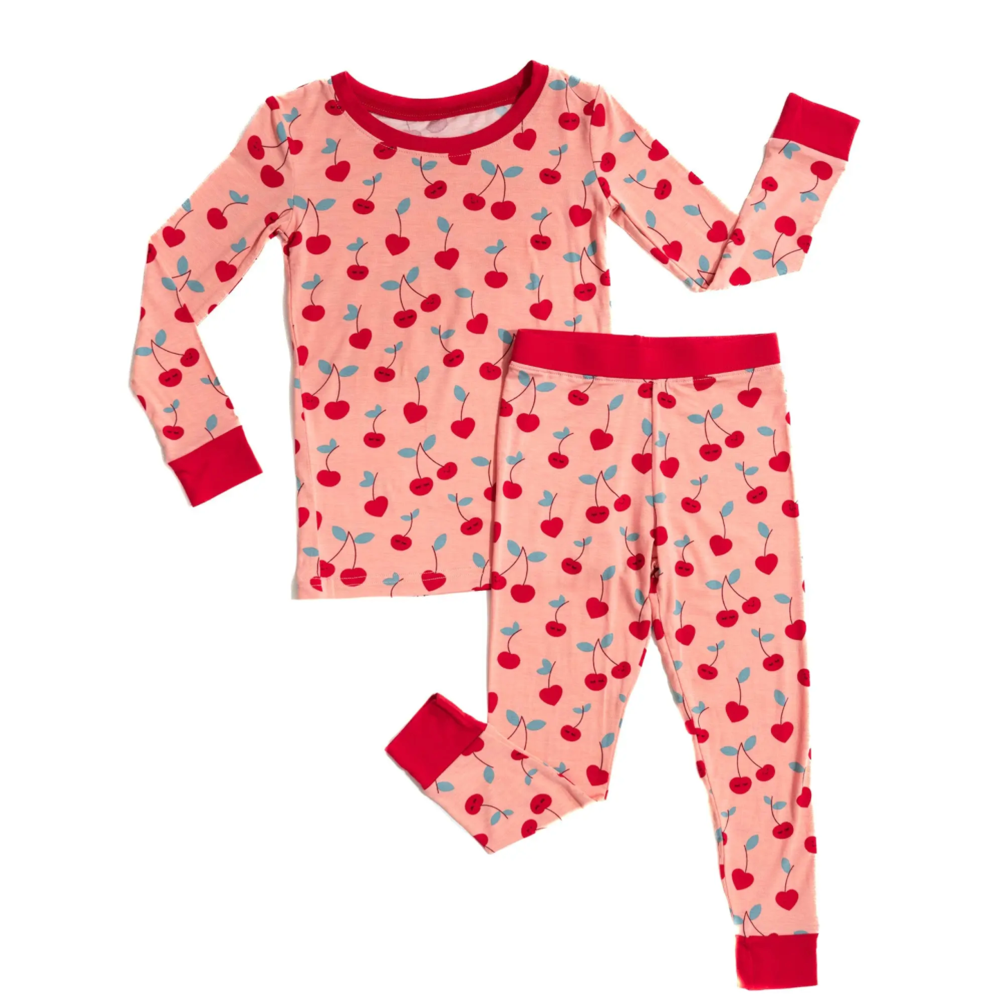 cherry on top two-piece l/s bamboo viscose pajama set