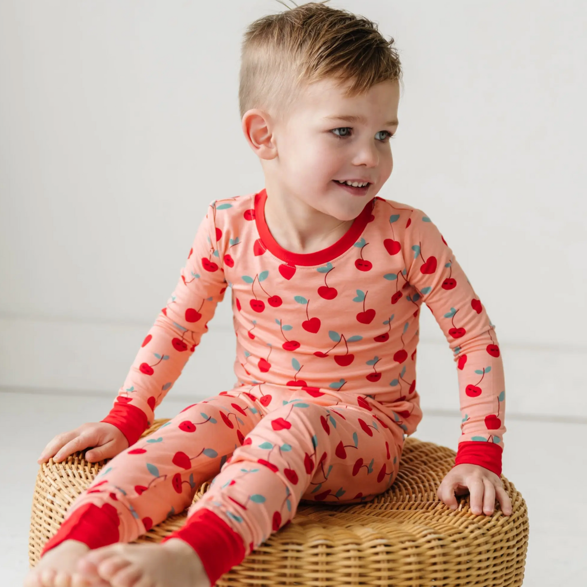 cherry on top two-piece l/s bamboo viscose pajama set