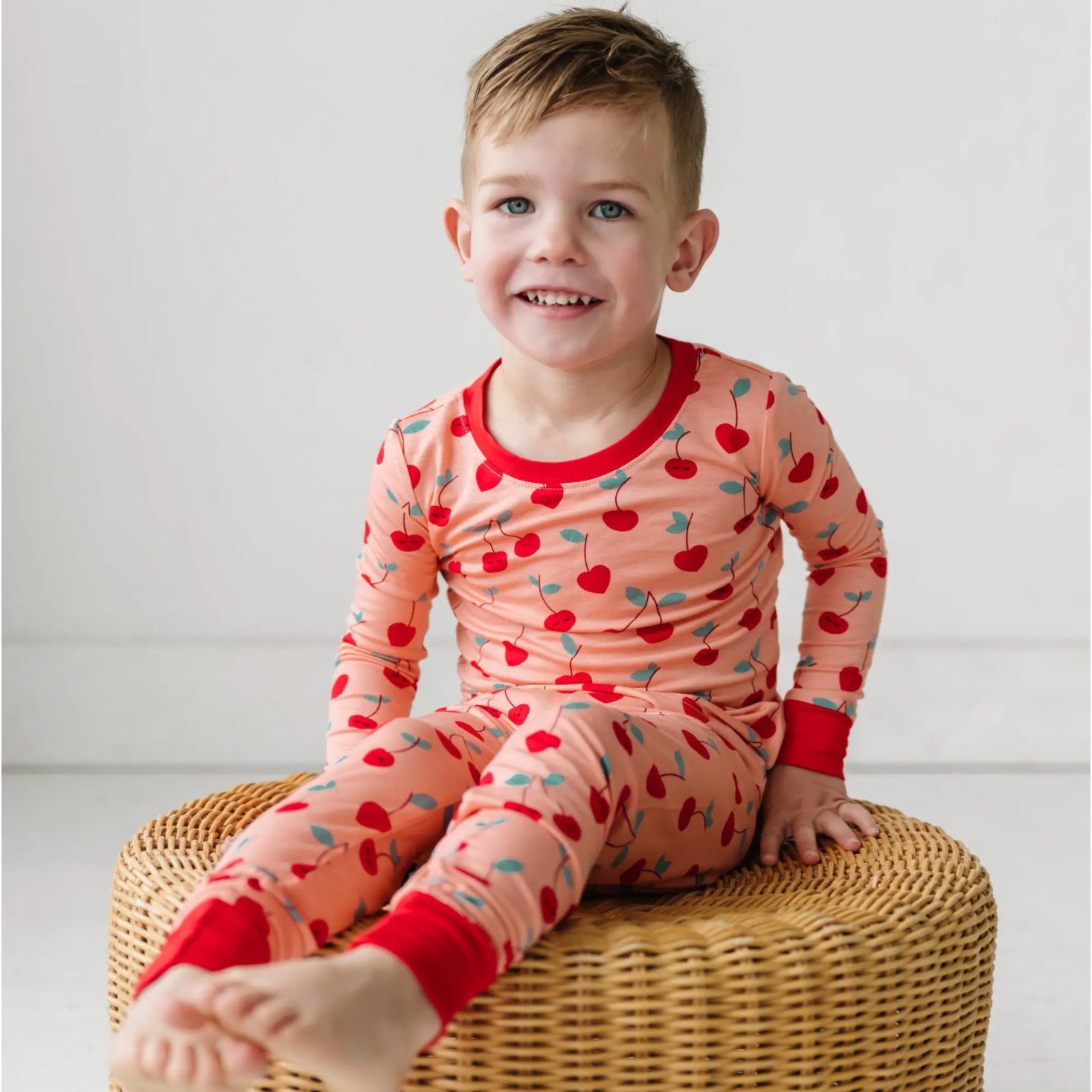 cherry on top two-piece l/s bamboo viscose pajama set