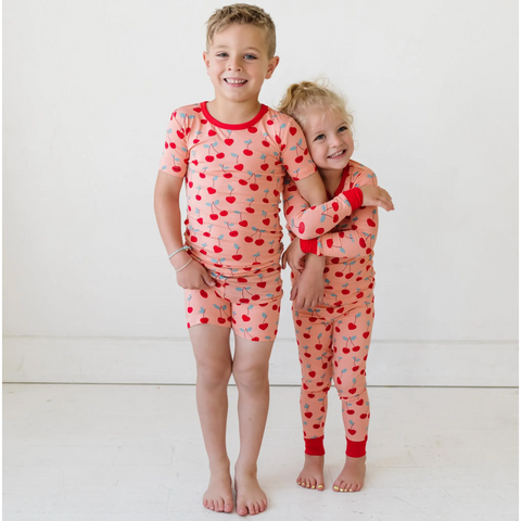 cherry on top two-piece l/s bamboo viscose pajama set