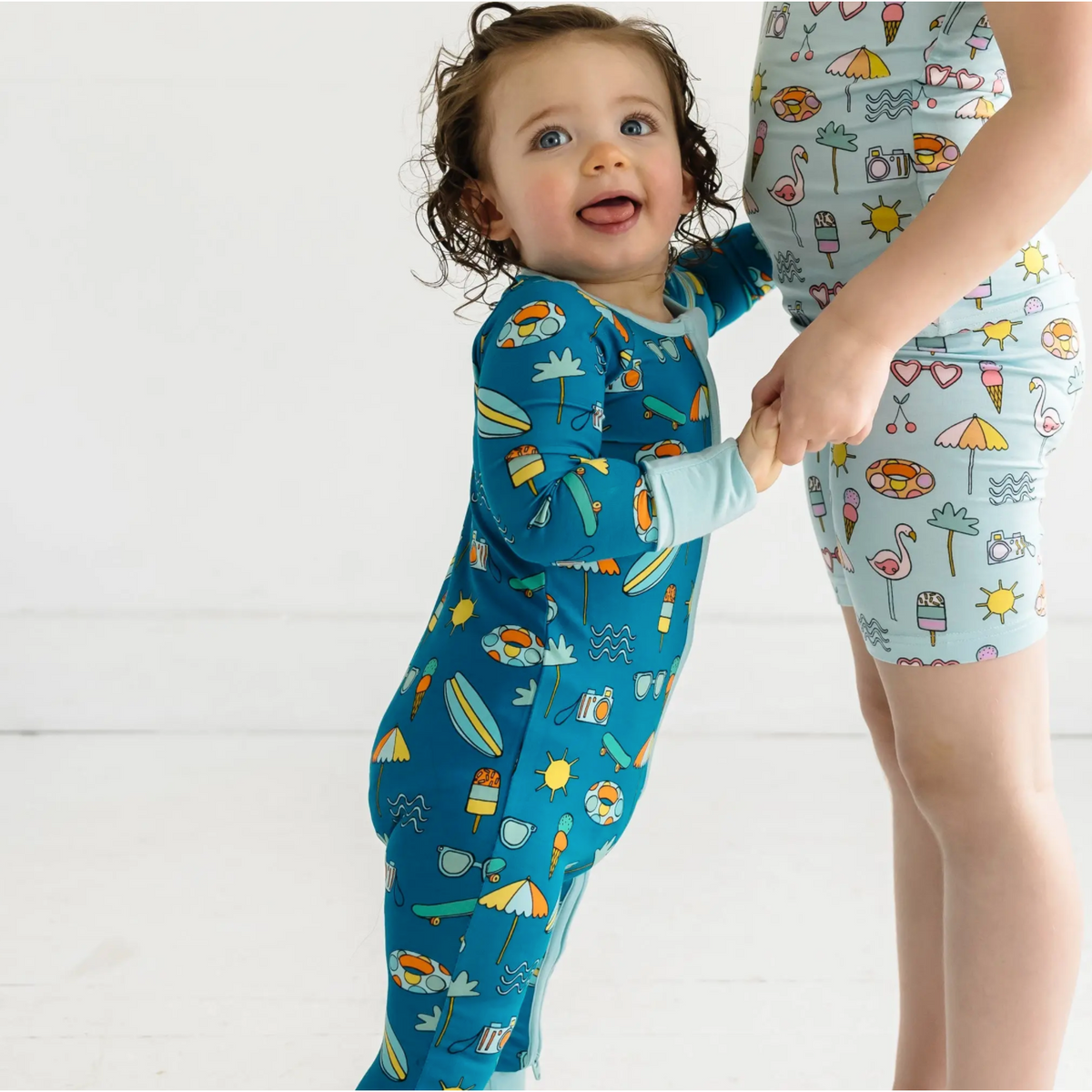 surfs up bamboo viscose convertible romper/sleeper