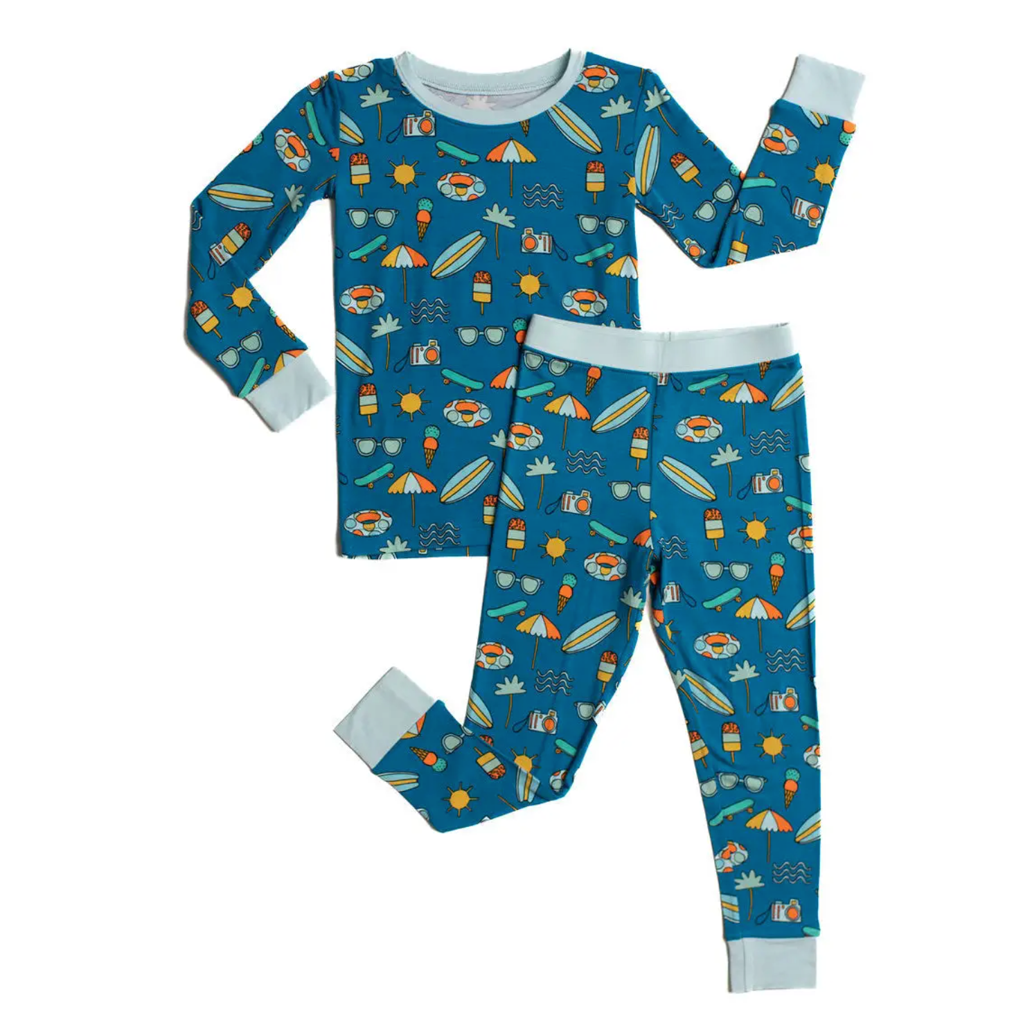 surfs up l/s two-piece bamboo viscose pajama set