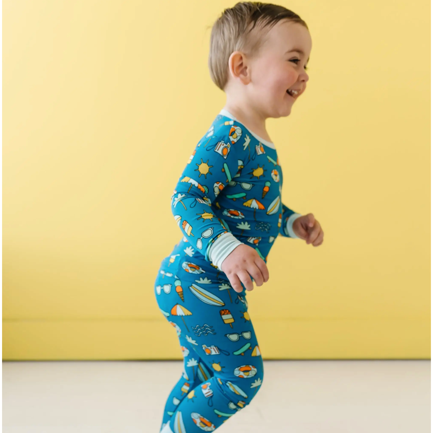 surfs up l/s two-piece bamboo viscose pajama set