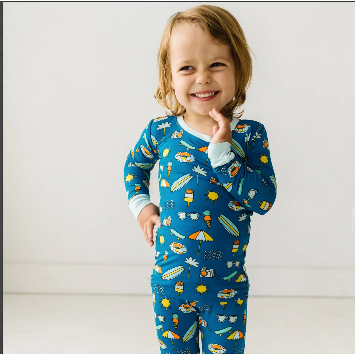 surfs up l/s two-piece bamboo viscose pajama set