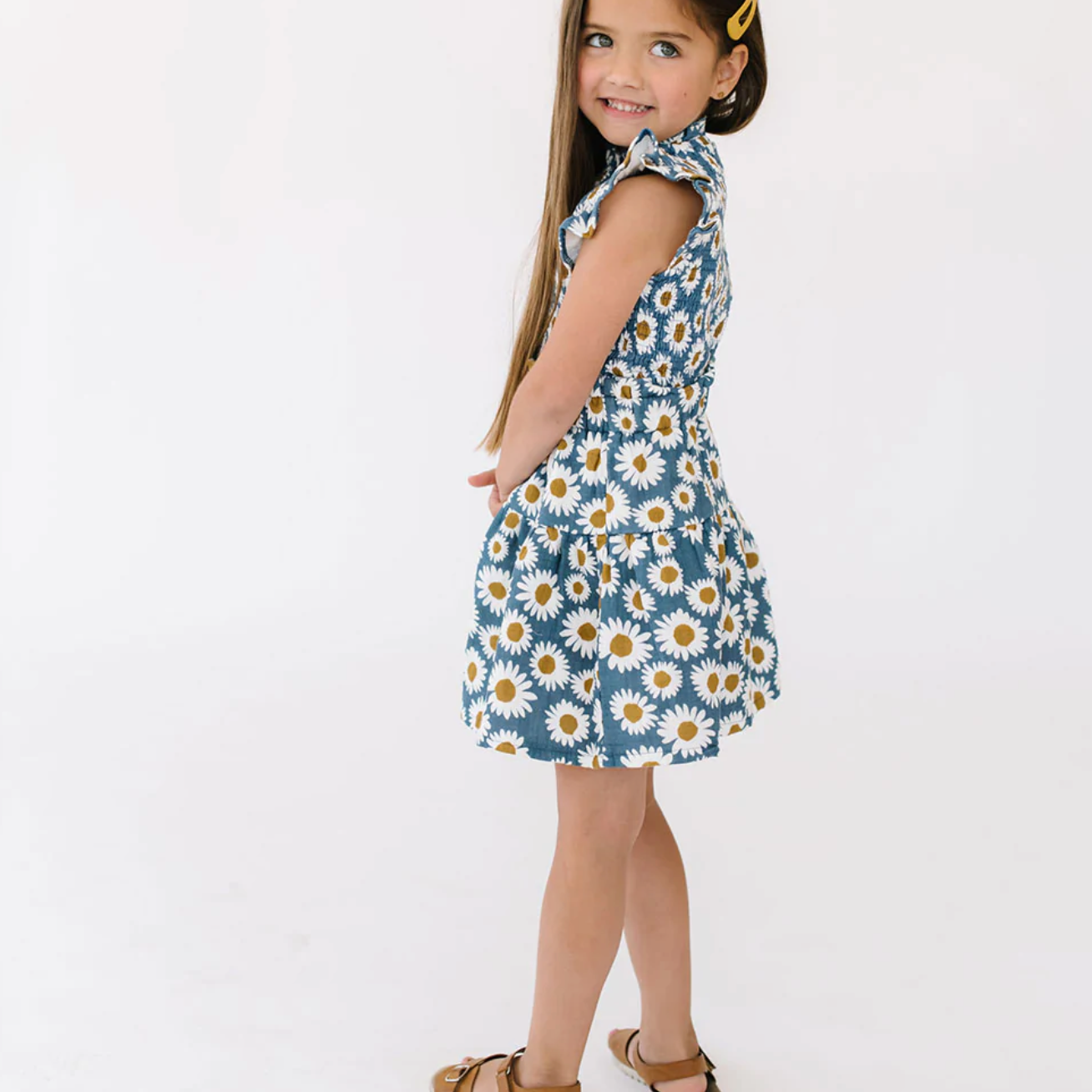 emma smocked dress in daisies