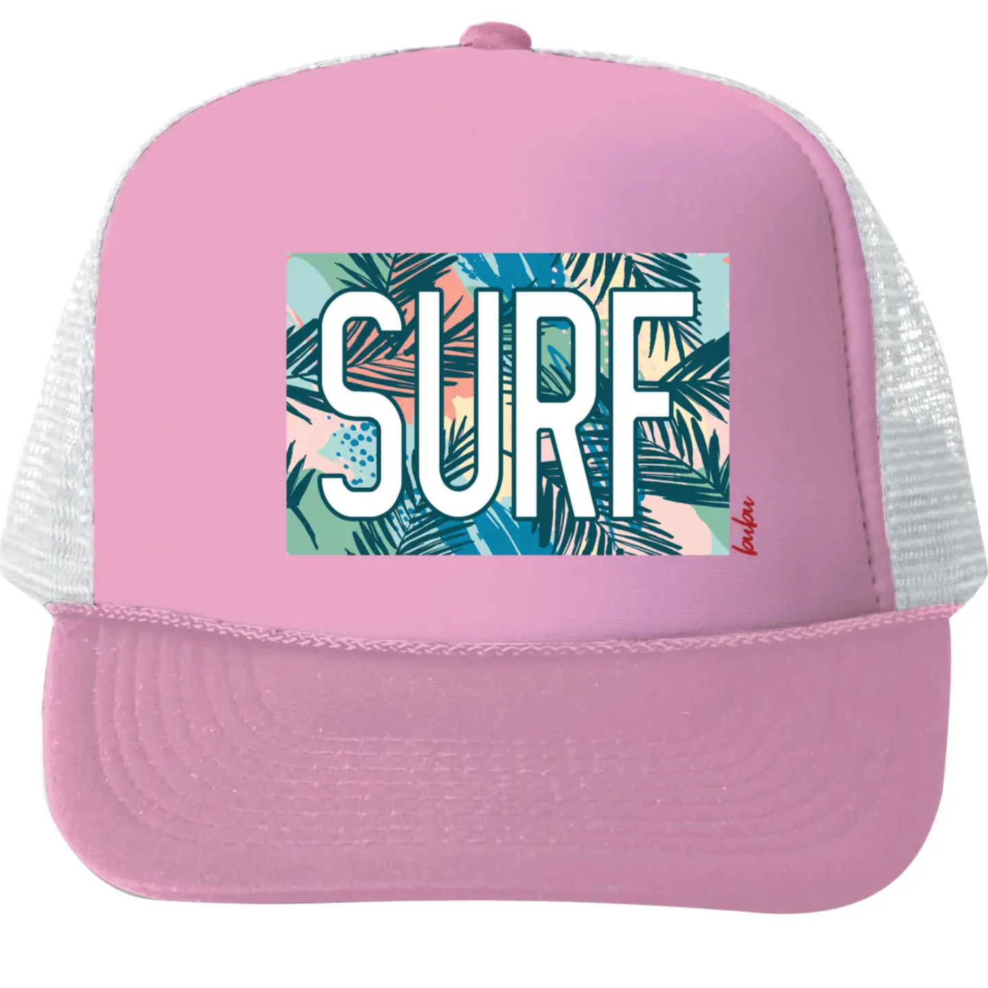 surf trucker hat in pink