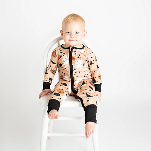 halloween bamboo baby convertible footie pajamas in trick or treat