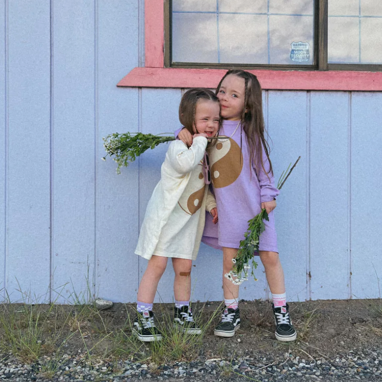 oversized ying yang t-short dress in lilac