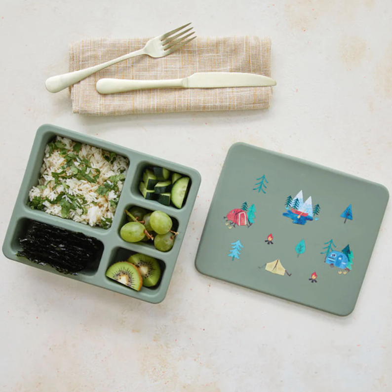silicone bento box camper sage green