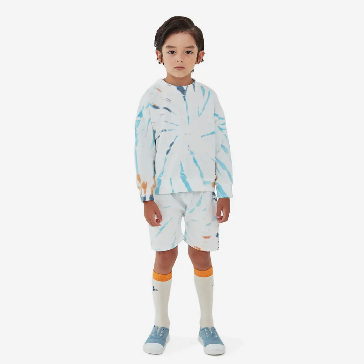 tie dye shorts in white