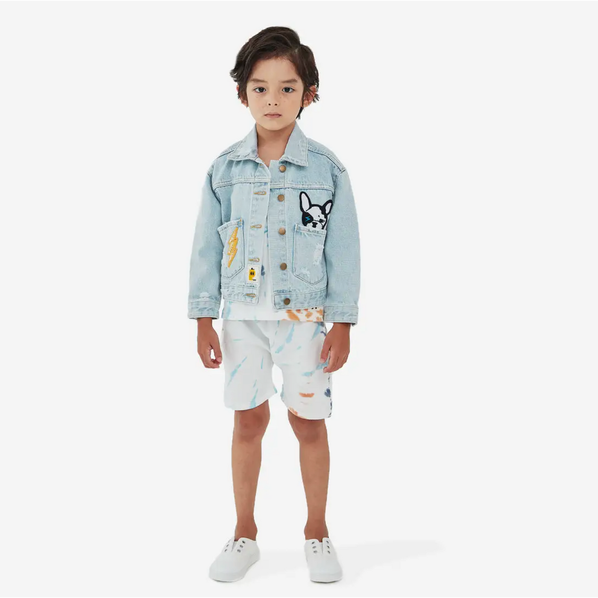 tie dye shorts in white