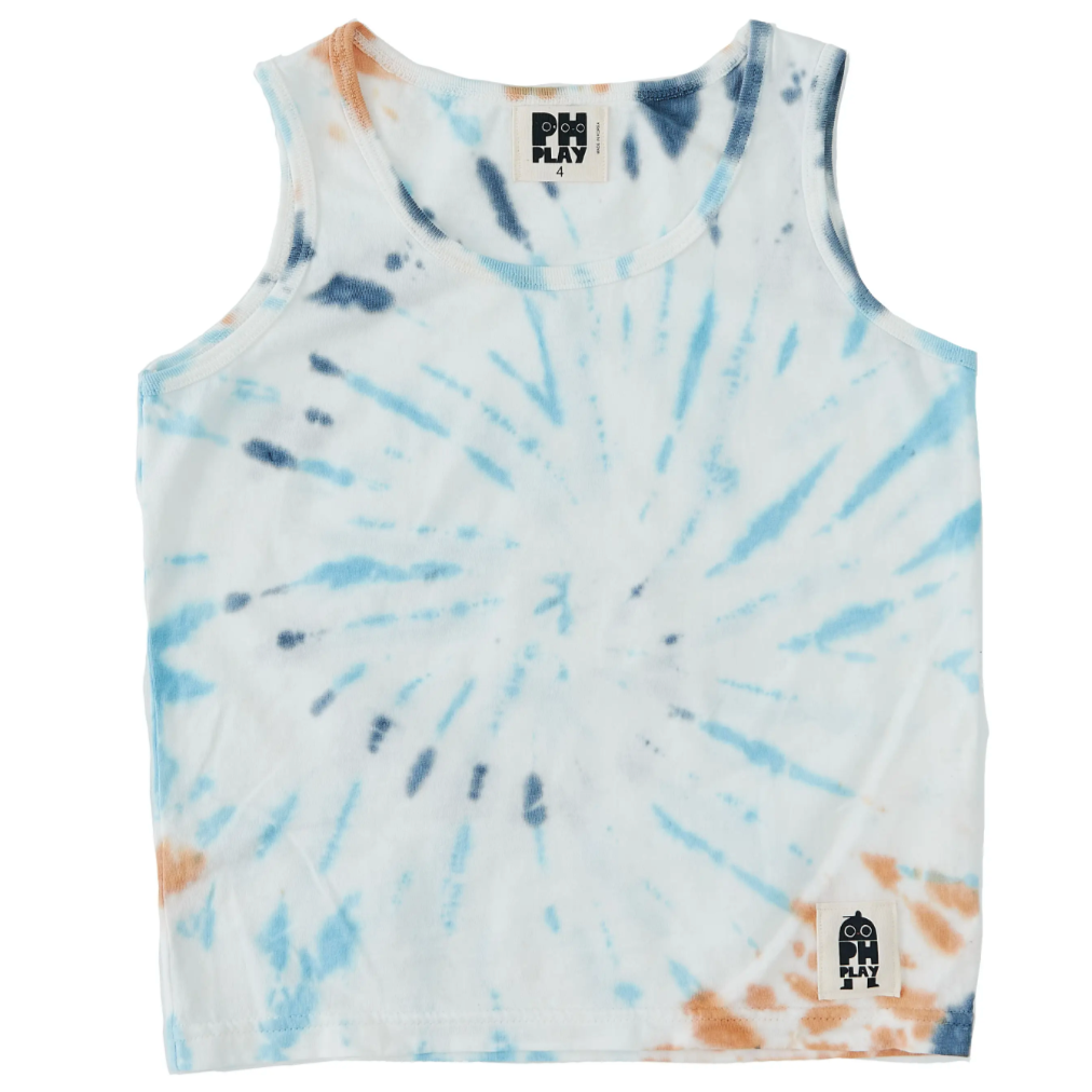 tie dye tank top in white