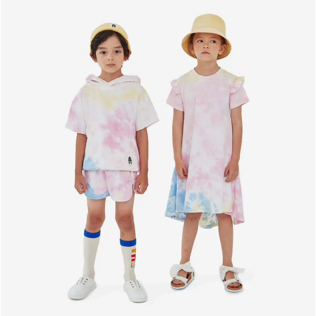 tie dye frill dress in pink