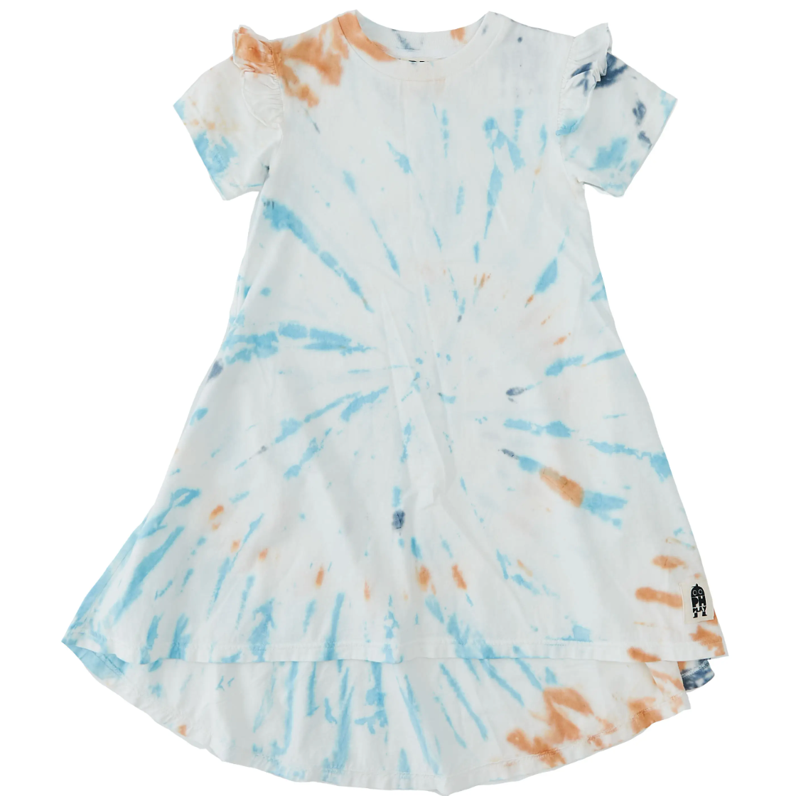 tie dye frill dress in white