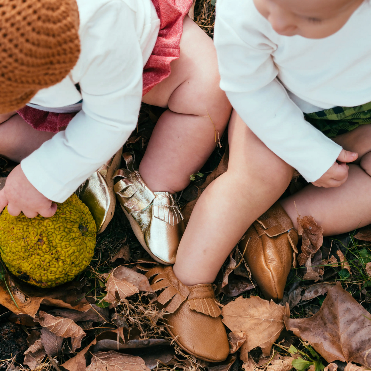 leather baby moccasins in classic brown