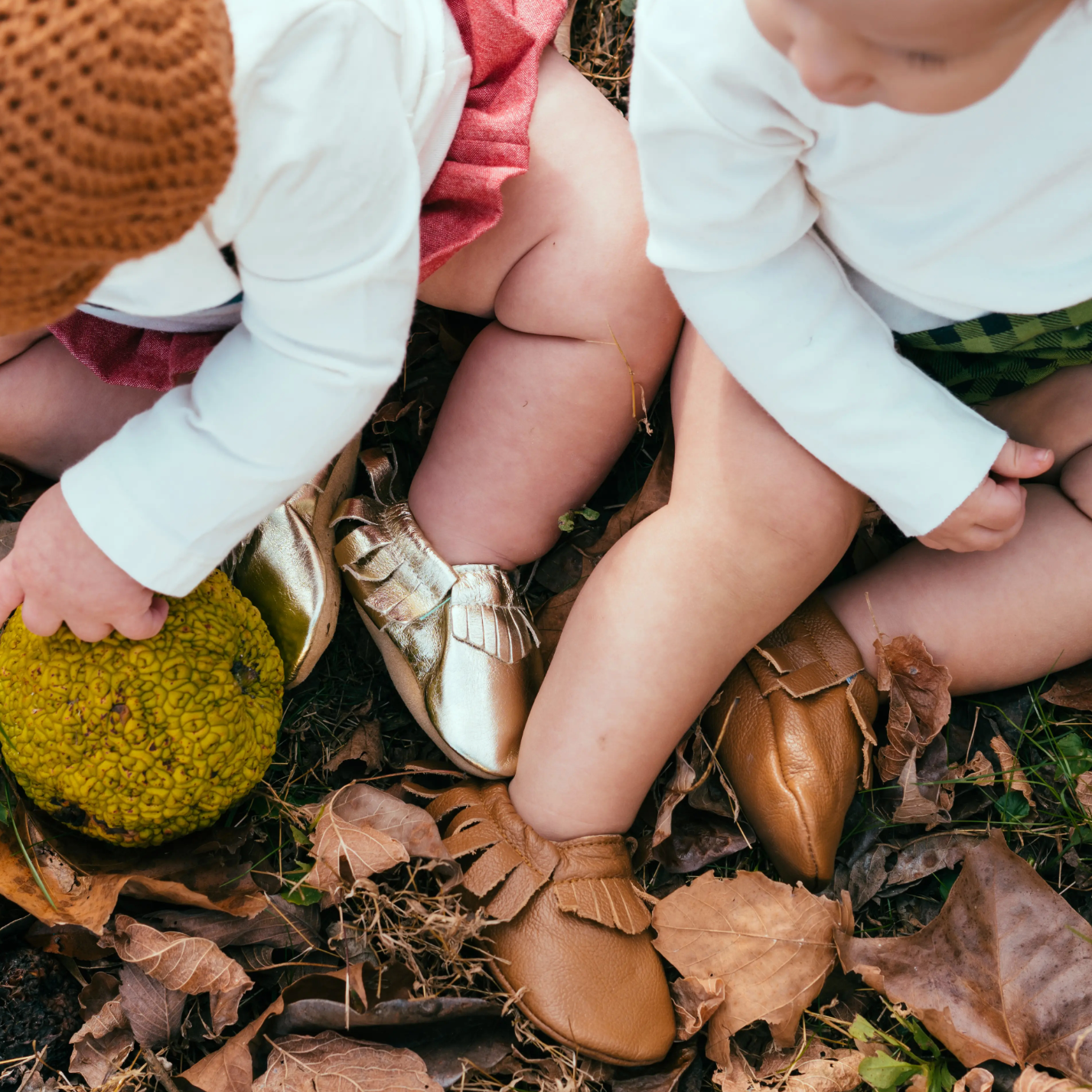 leather baby moccasins in classic brown