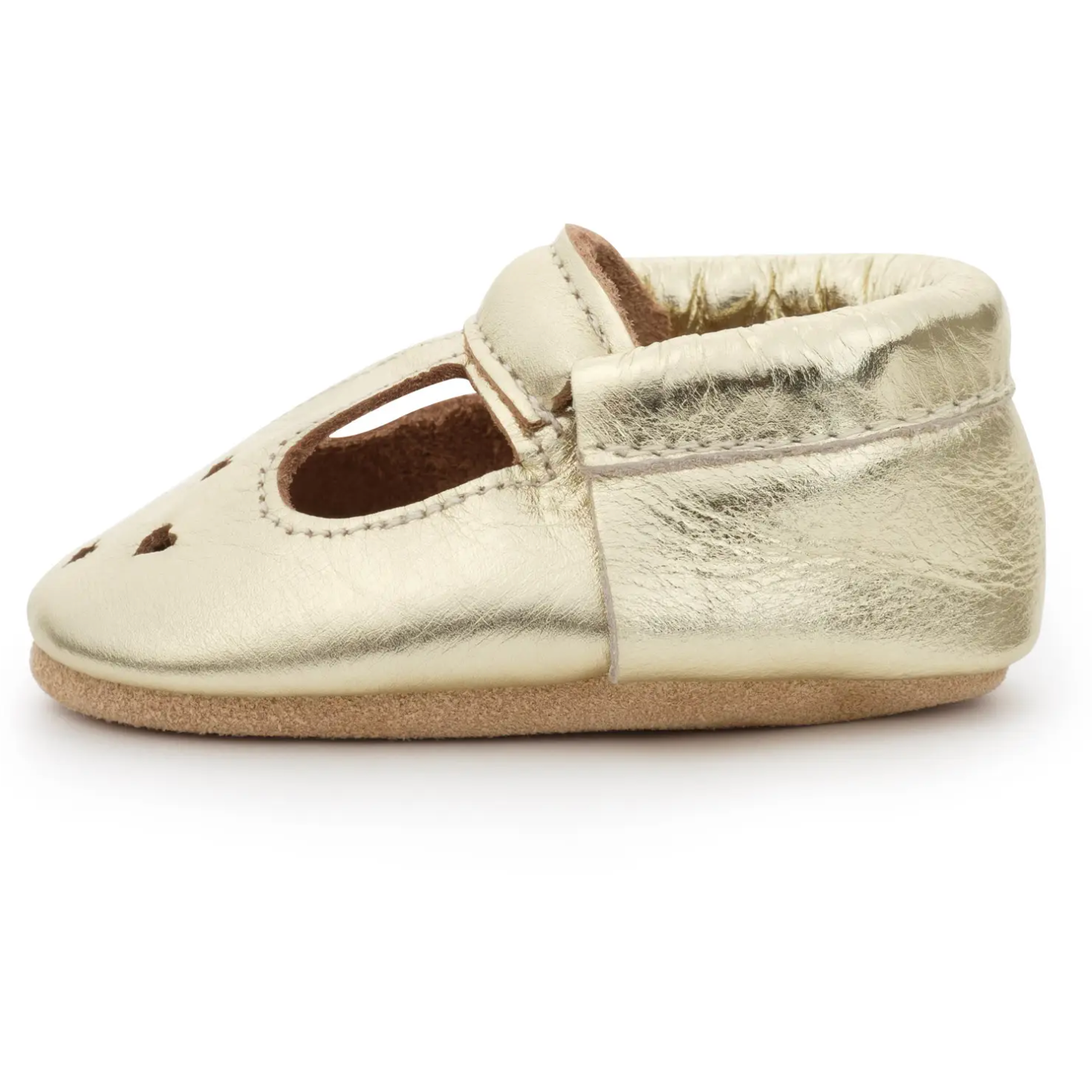 leather baby mary janes in gold