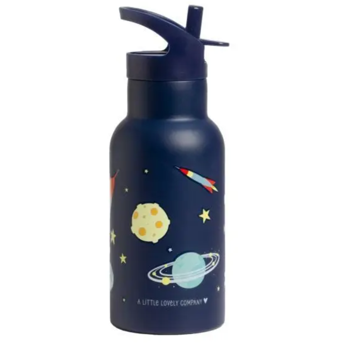 stainless steel water bottle in space