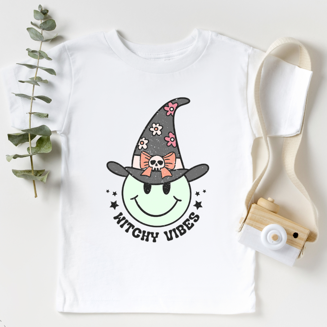 "witchy vibes" halloween kid's tee