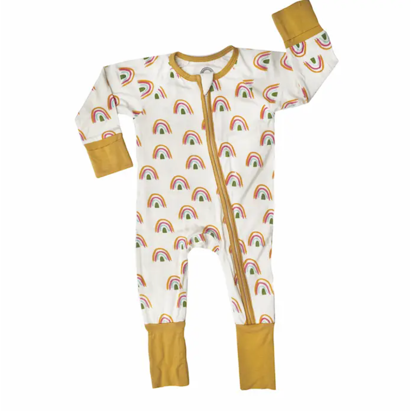 bamboo baby convertible footie pajamas in neutral rainbow