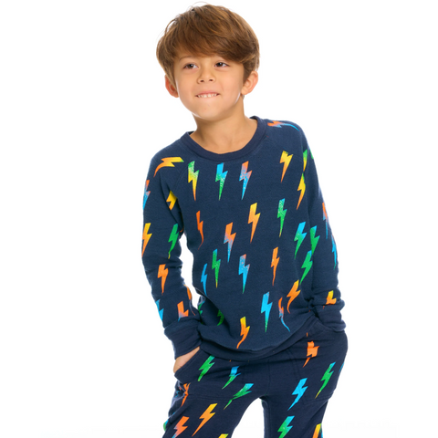 neon lightning bolt knit sweatshirt