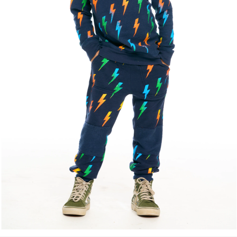 neon lightning bolt knit sweatpant