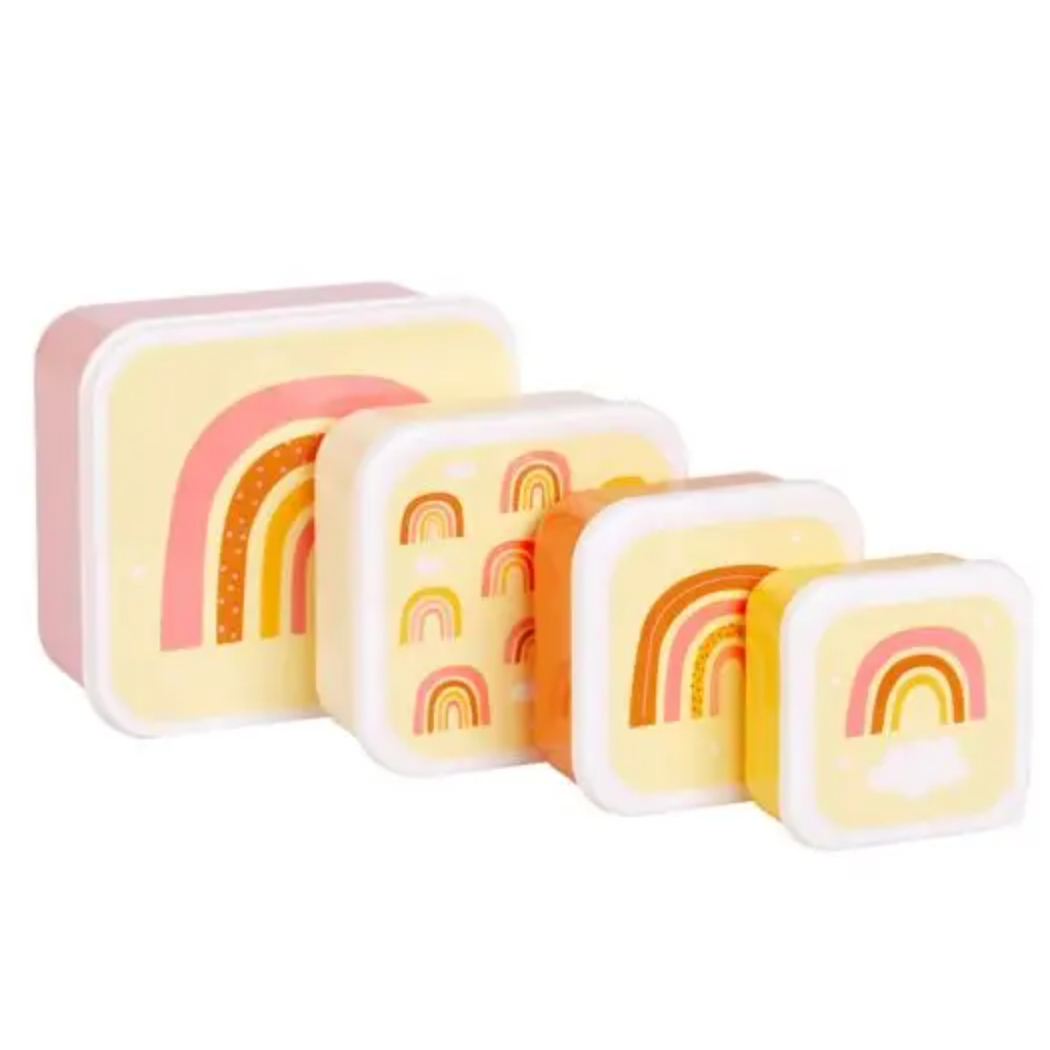 lunch and snack box set in rainbows