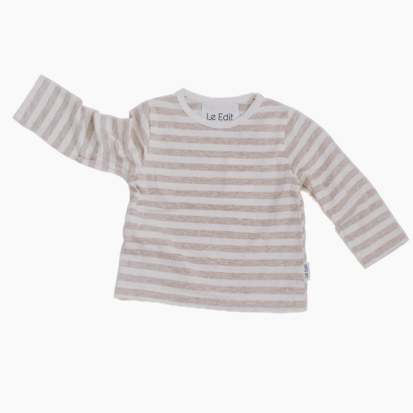 beige french stripe tee