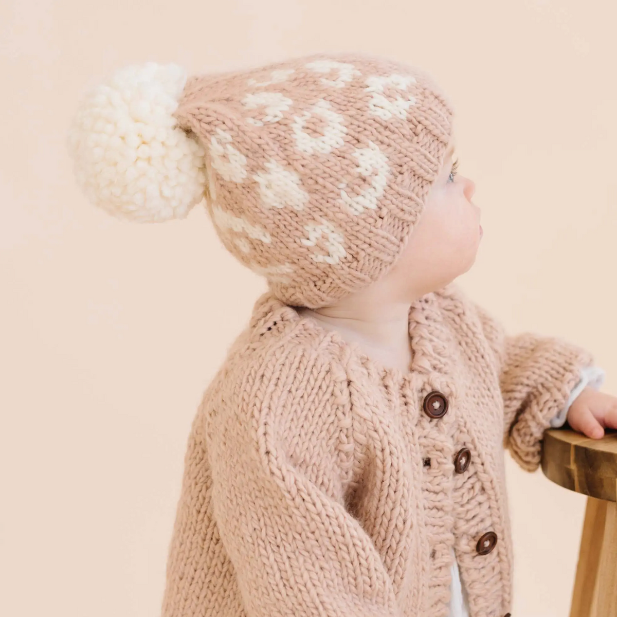 cheetah hat in latte/cream