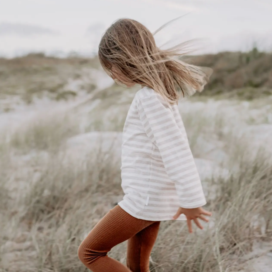 beige french stripe tee