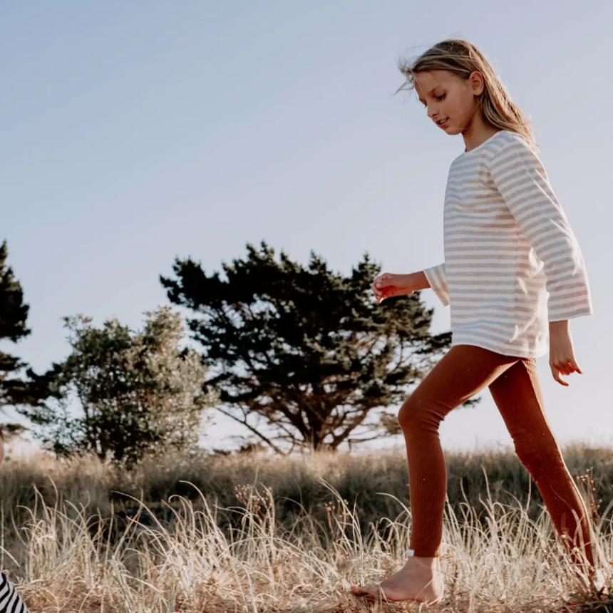 beige french stripe tee