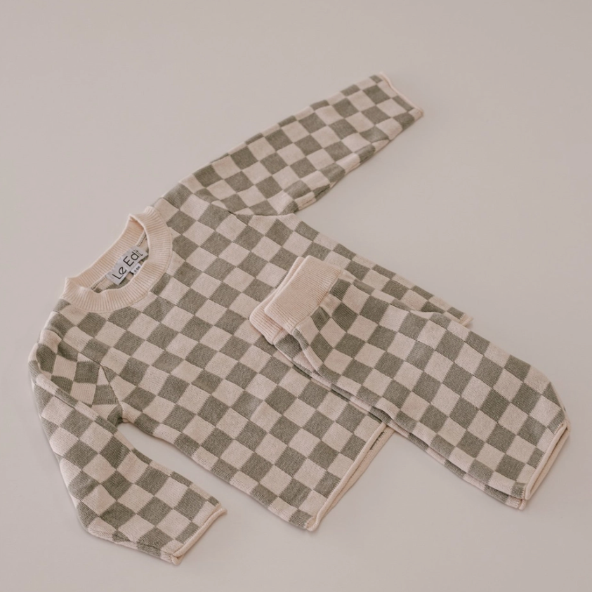 kanuka checkerboard knitted sweater