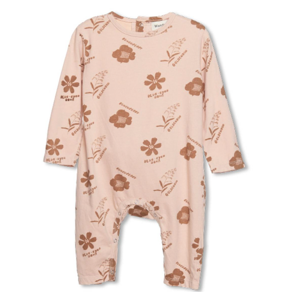 baby romper in almond floral