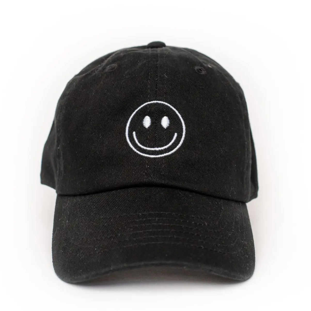 smiley face hat in black