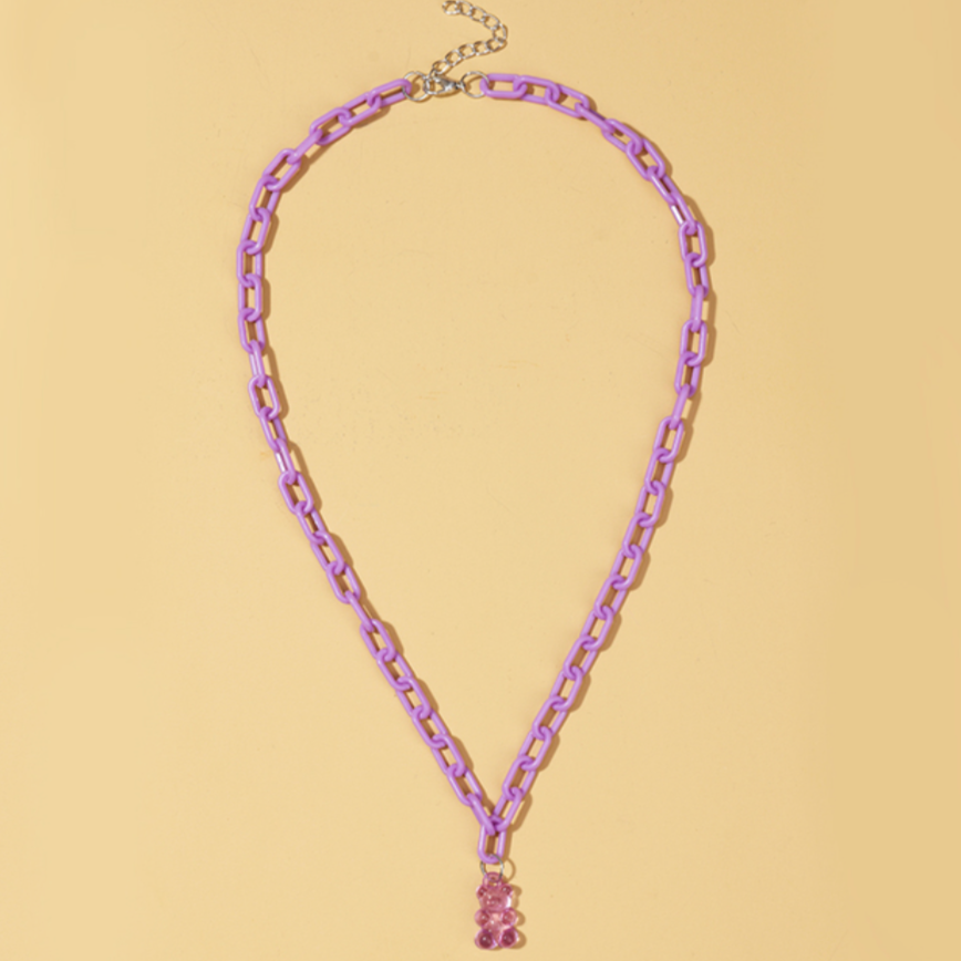 gummy bear chain necklace in purple