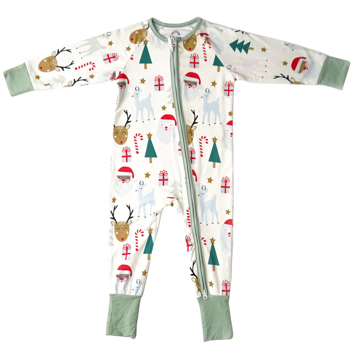 santa holiday bamboo baby convertible footie pajamas