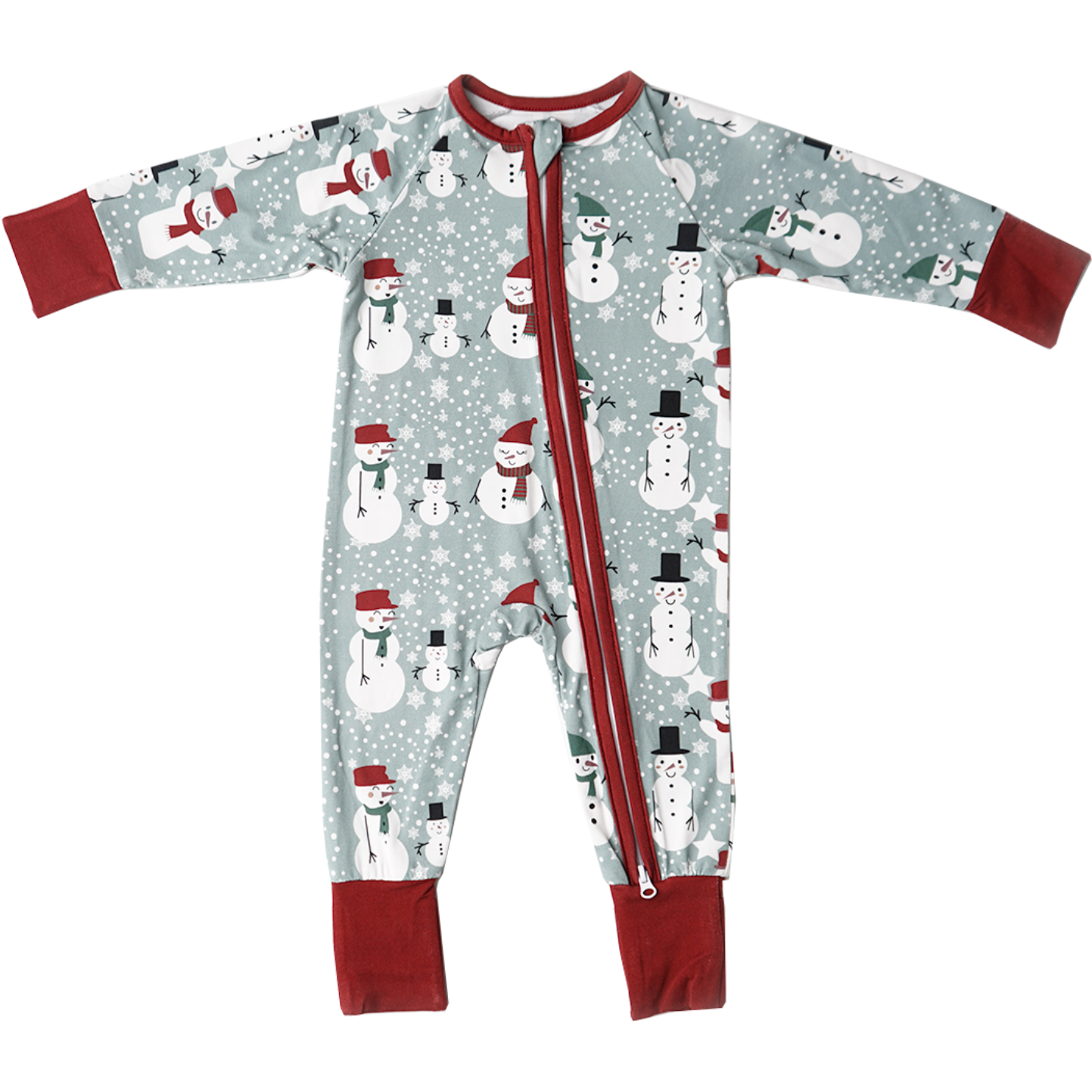 snow people bamboo baby convertible footie pajamas