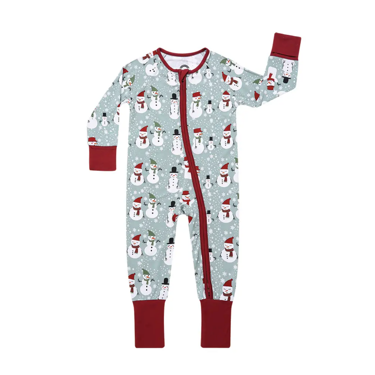 snow people bamboo baby convertible footie pajamas