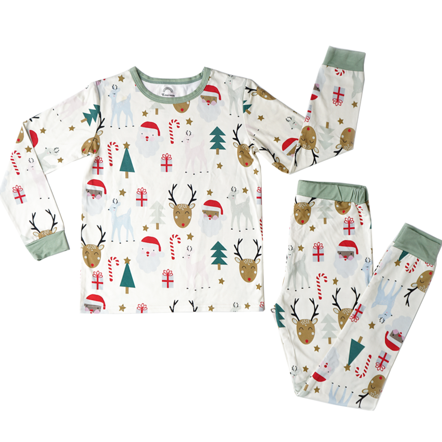santa and friends holiday bamboo toddler pajama set