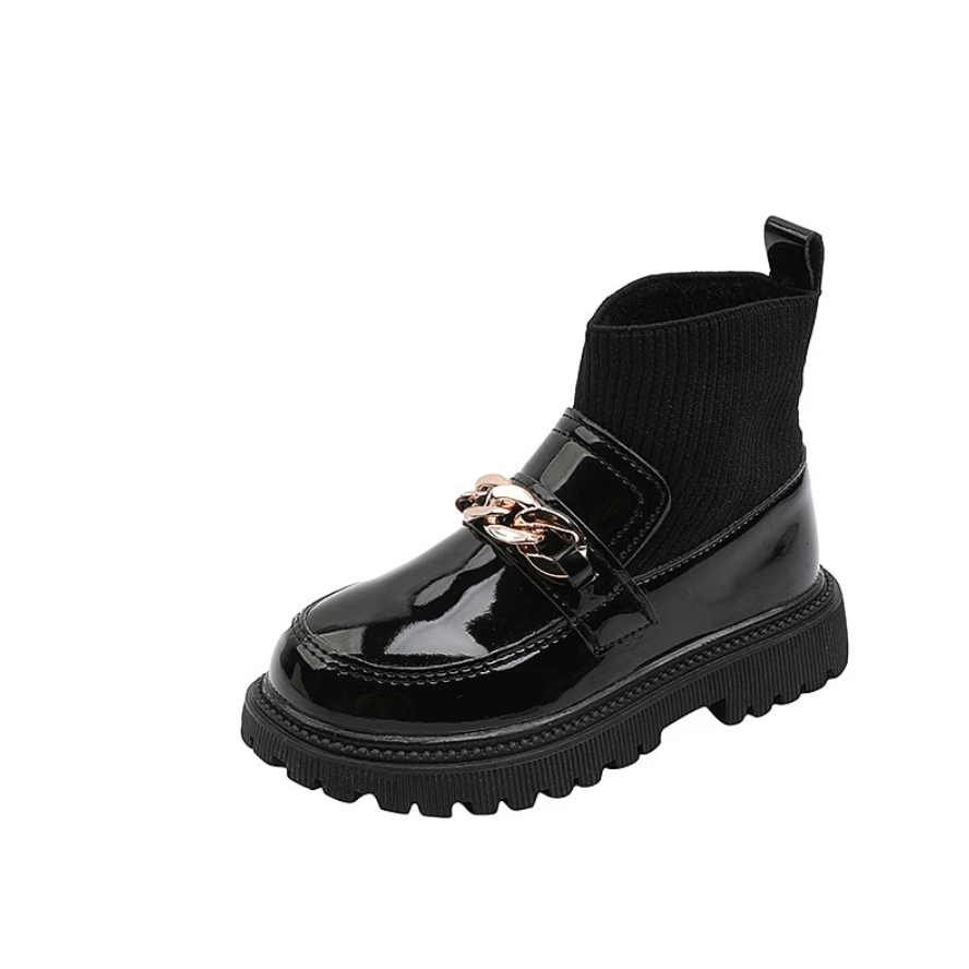 chain boots in black